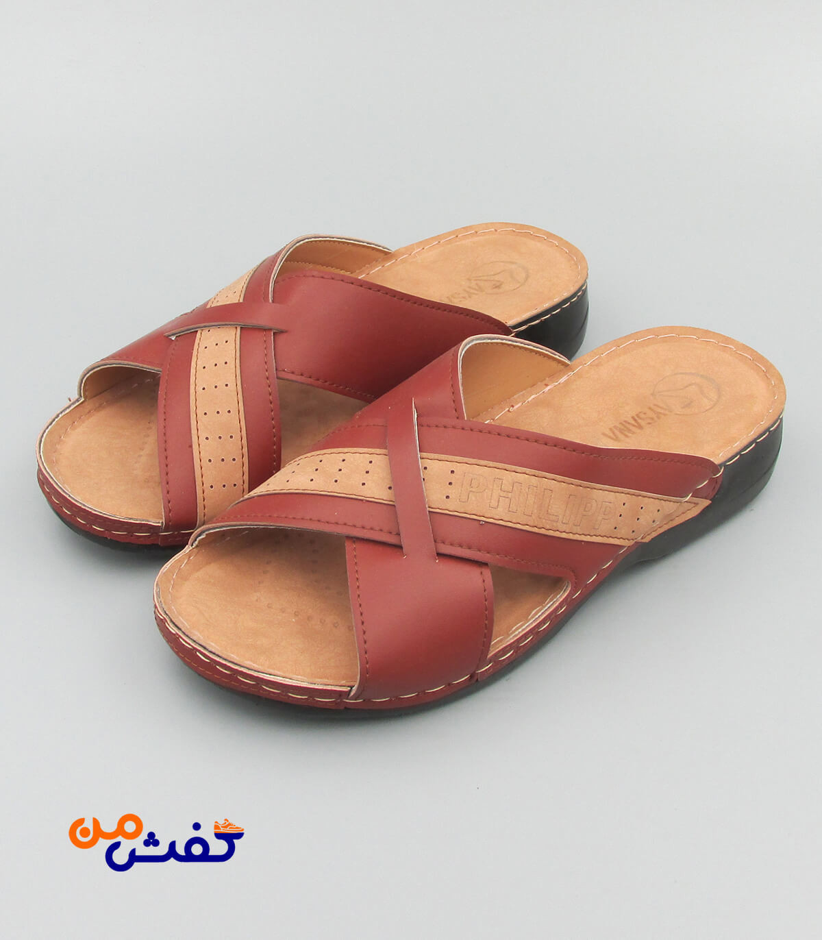 صندل طبی مردانه آیسانا مدل 4041 رنگ قهوه ای روشن کد 1118