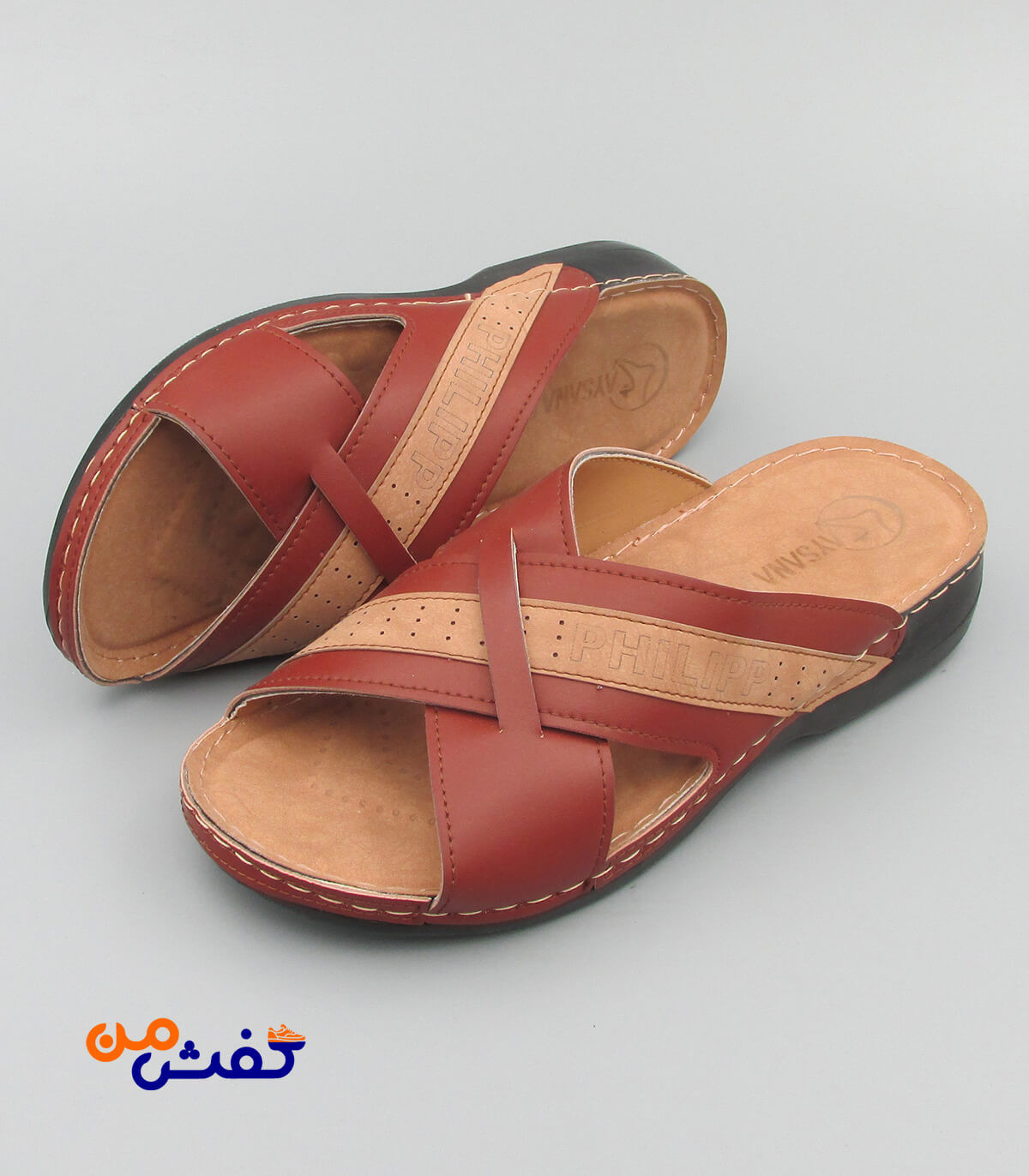 صندل طبی مردانه آیسانا مدل 4041 رنگ قهوه ای روشن کد 1118