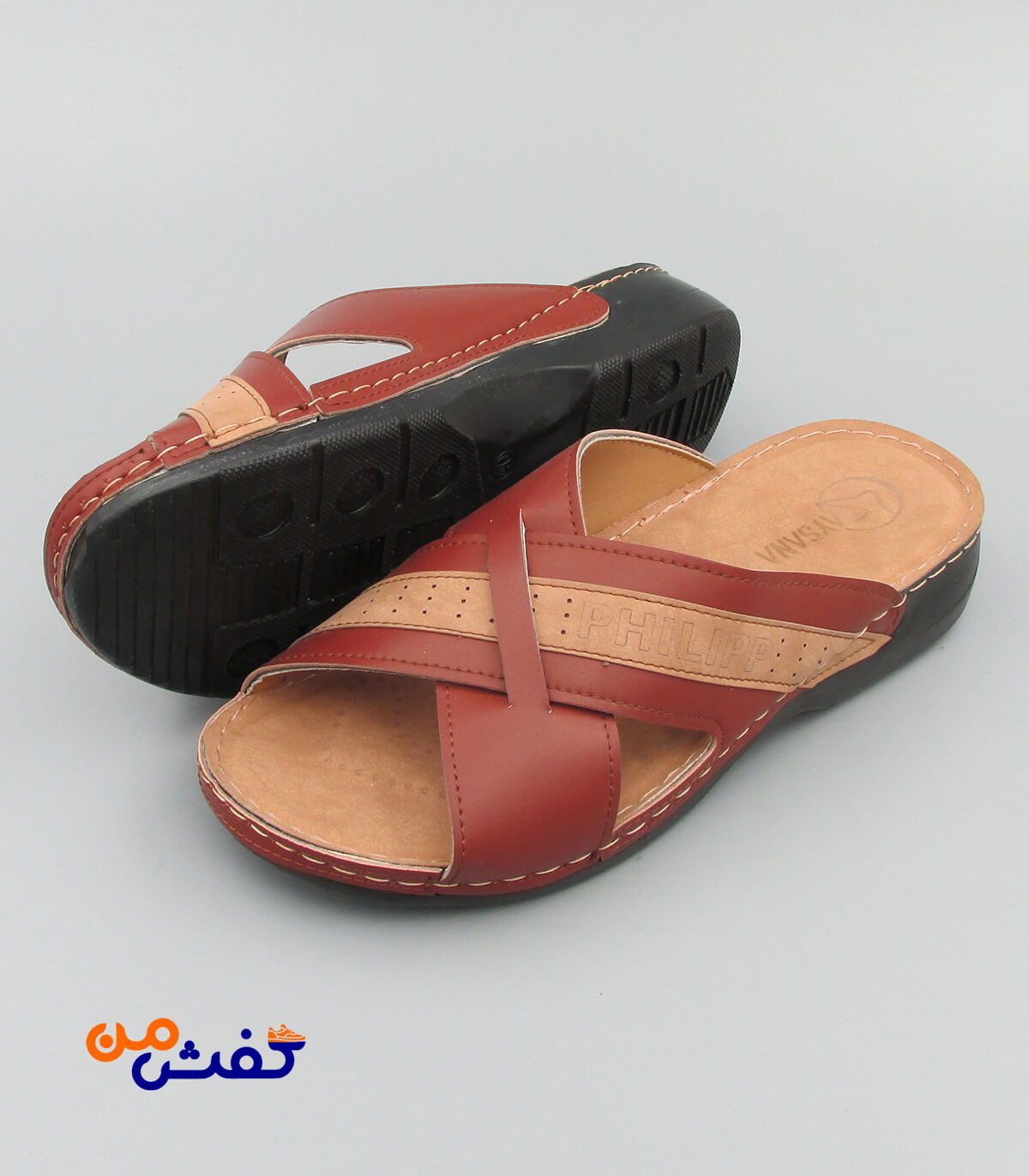 صندل طبی مردانه آیسانا مدل 4041 رنگ قهوه ای روشن کد 1118