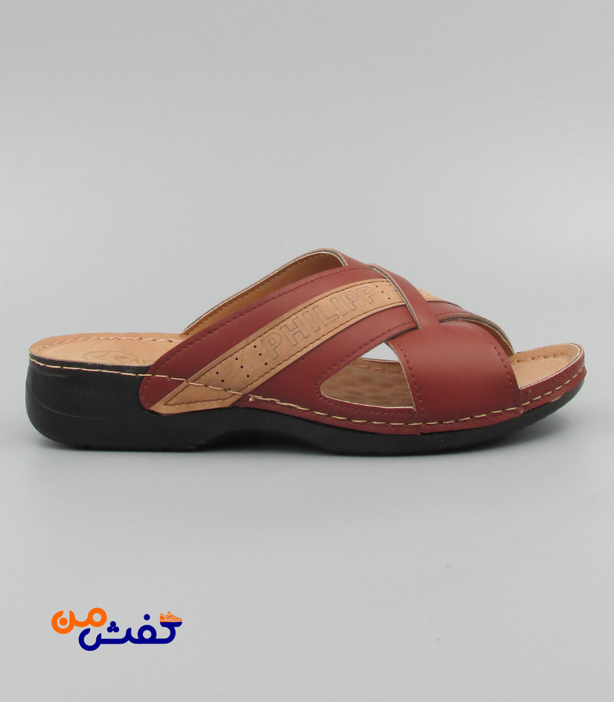 صندل طبی مردانه آیسانا مدل 4041 رنگ قهوه ای روشن کد 1118