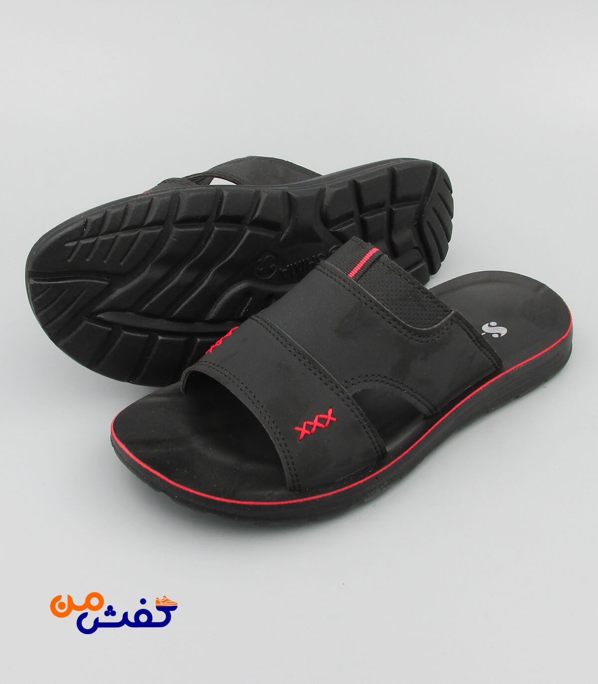 صندل طبی مردانه شیما مدل هانوفر رنگ مشکی قرمز کد 1119
