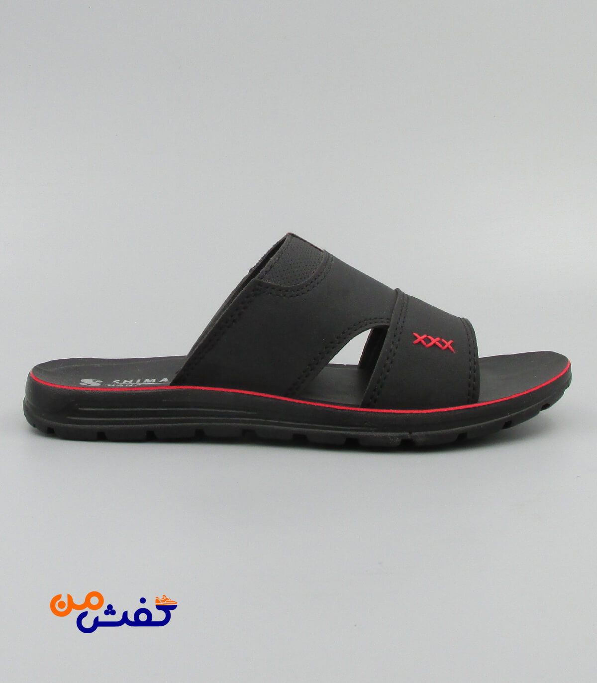 صندل طبی مردانه شیما مدل هانوفر رنگ مشکی قرمز کد 1119