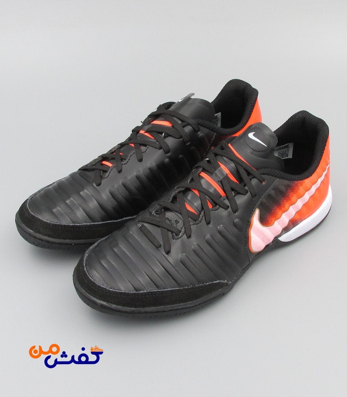 کفش سالنی یاس مدل نایکی تمپو ایکس رنگ مشکی نارنجی کد 1172