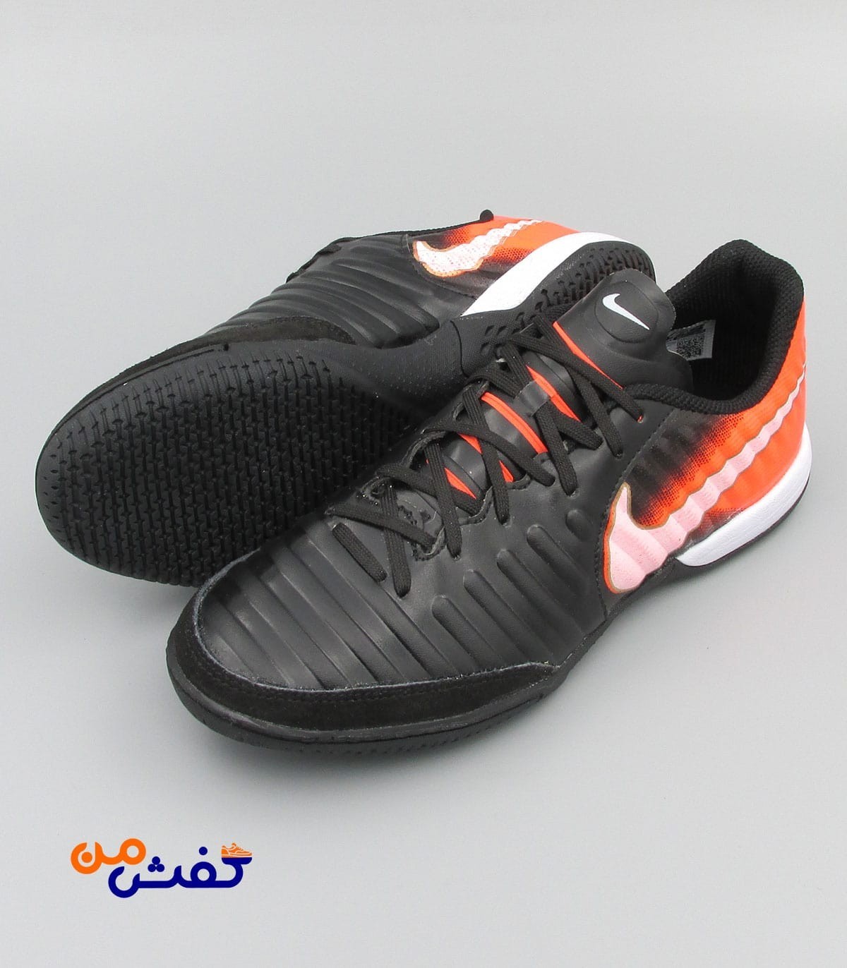 کفش سالنی یاس مدل نایکی تمپو ایکس رنگ مشکی نارنجی کد 1172