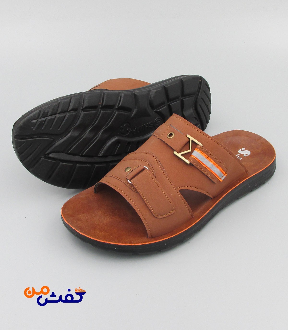 صندل طبی مردانه شیما مدل میلان رنگ قهوه ای روشن کد 1192