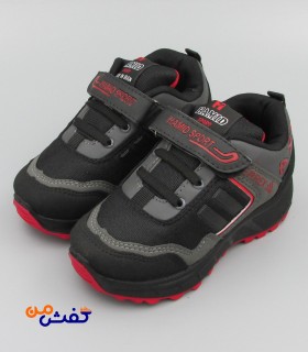 کفش اسپرت بچگانه حمید اسپرت مدل AX3 رنگ مشکی قرمز کد 1205