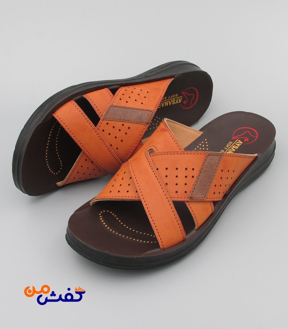 صندل طبی مردانه آیسانا مدل 4031 رنگ قهوه ای روشن کد 1223