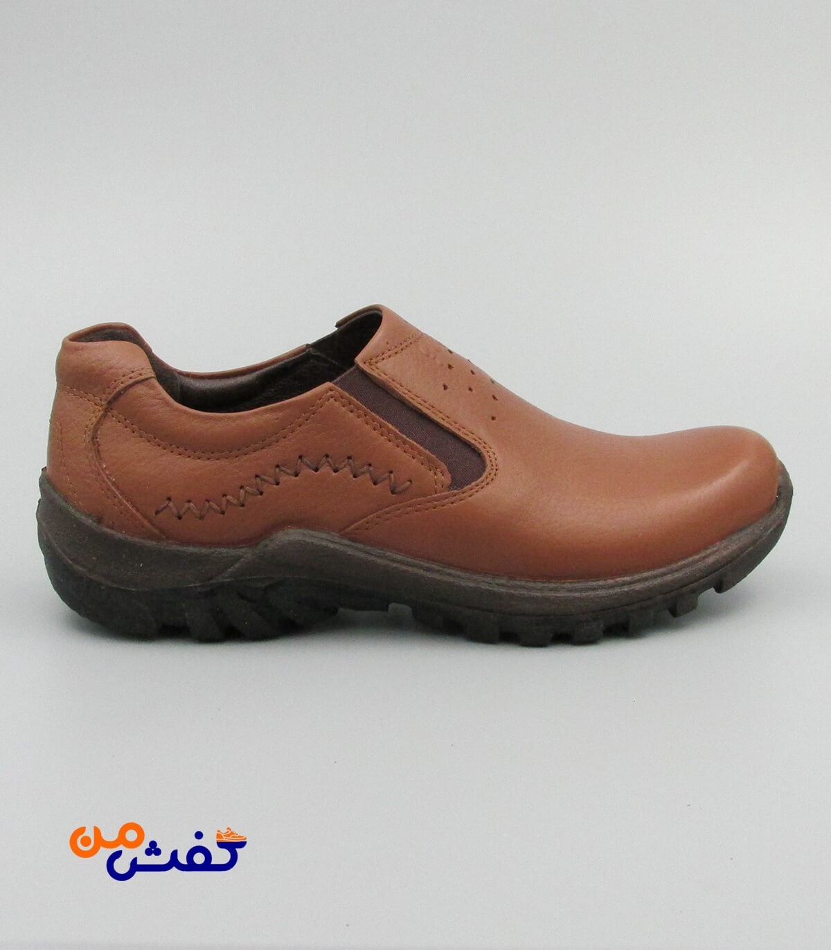 کفش طبی مردانه فرزین مدل کلارک کشی رنگ قهوه ای روشن کد 1227