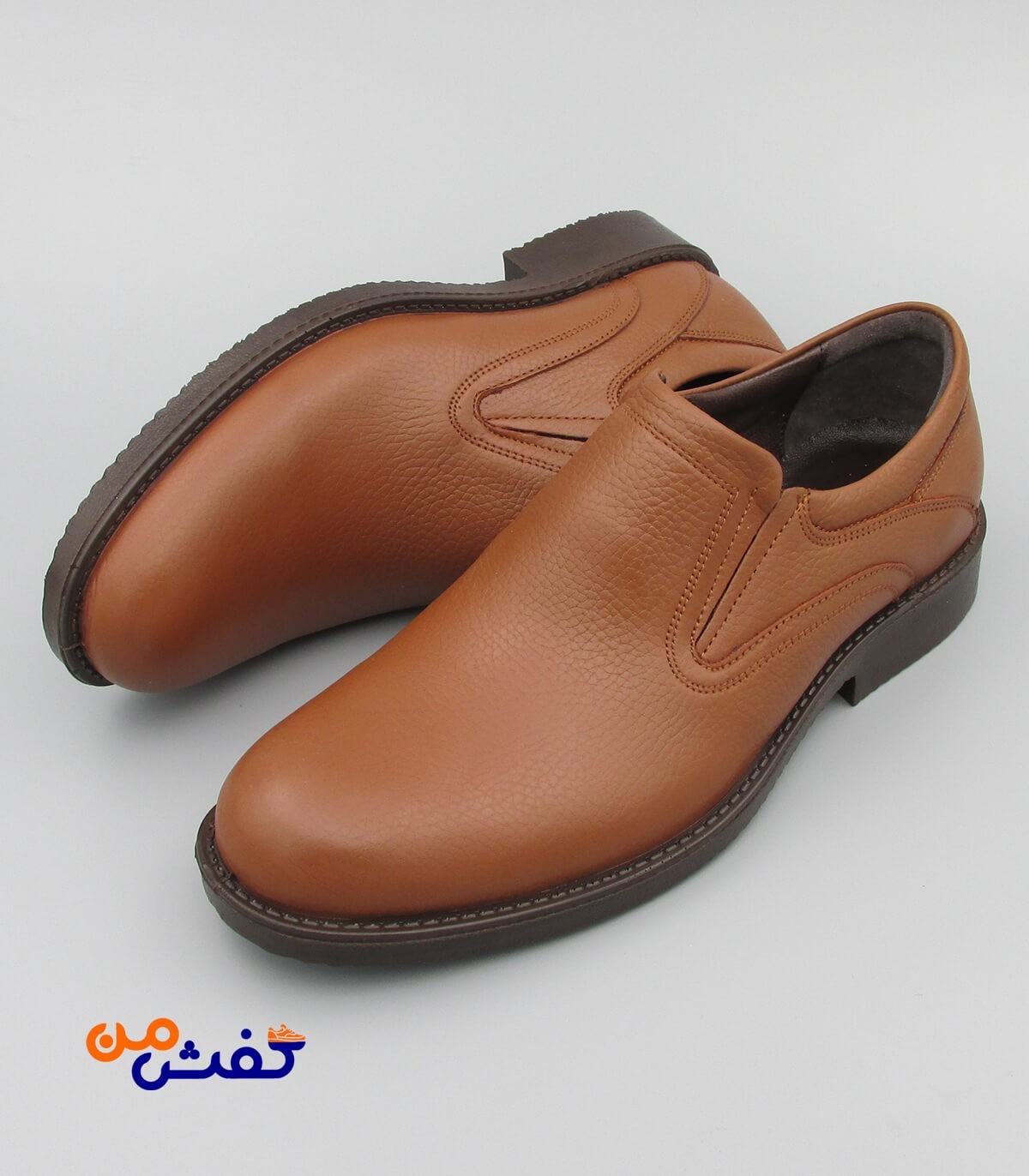 کفش رسمی مردانه فرزین مدل فیگو کشی رنگ قهوه ای کد 1236
