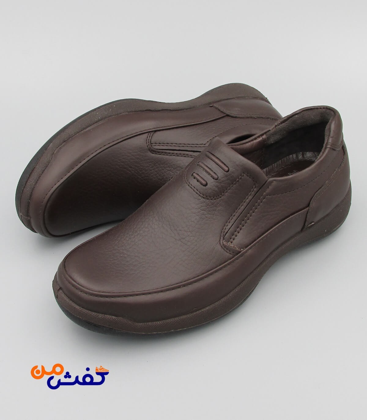 کفش طبی مردانه فرزین مدل موناکو کشی رنگ قهوه ای تیره کد 1244