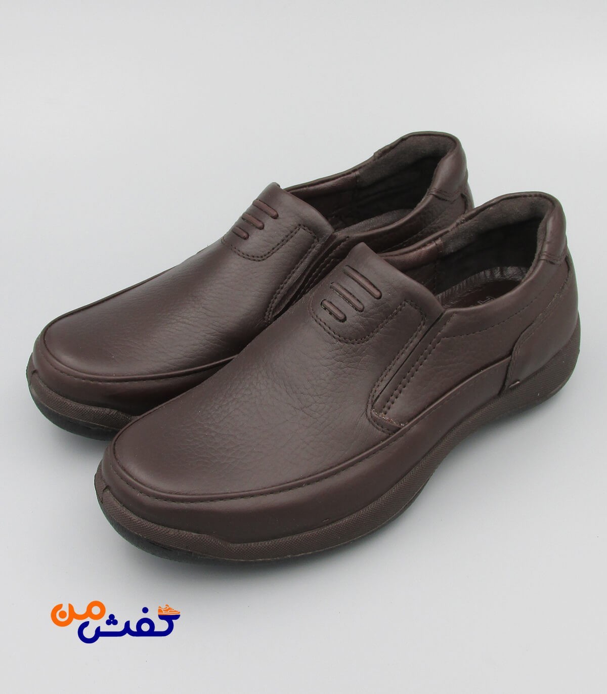 کفش طبی مردانه فرزین مدل موناکو کشی رنگ قهوه ای تیره کد 1244