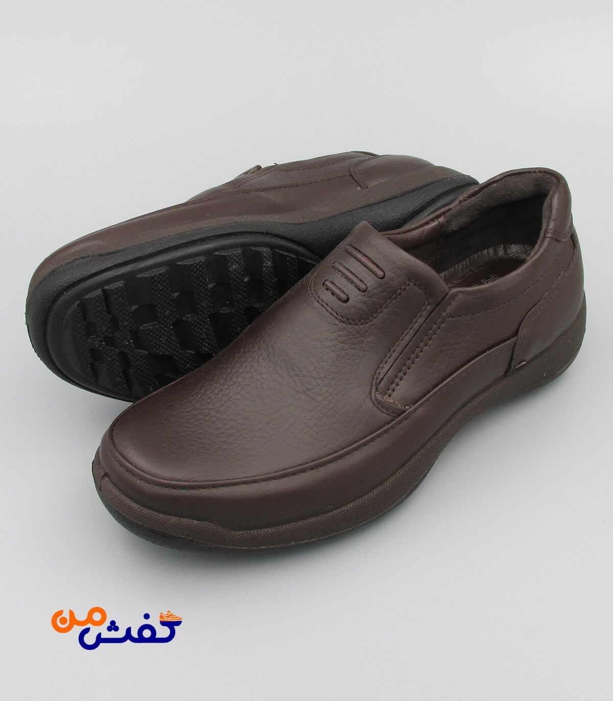 کفش طبی مردانه فرزین مدل موناکو کشی رنگ قهوه ای تیره کد 1244