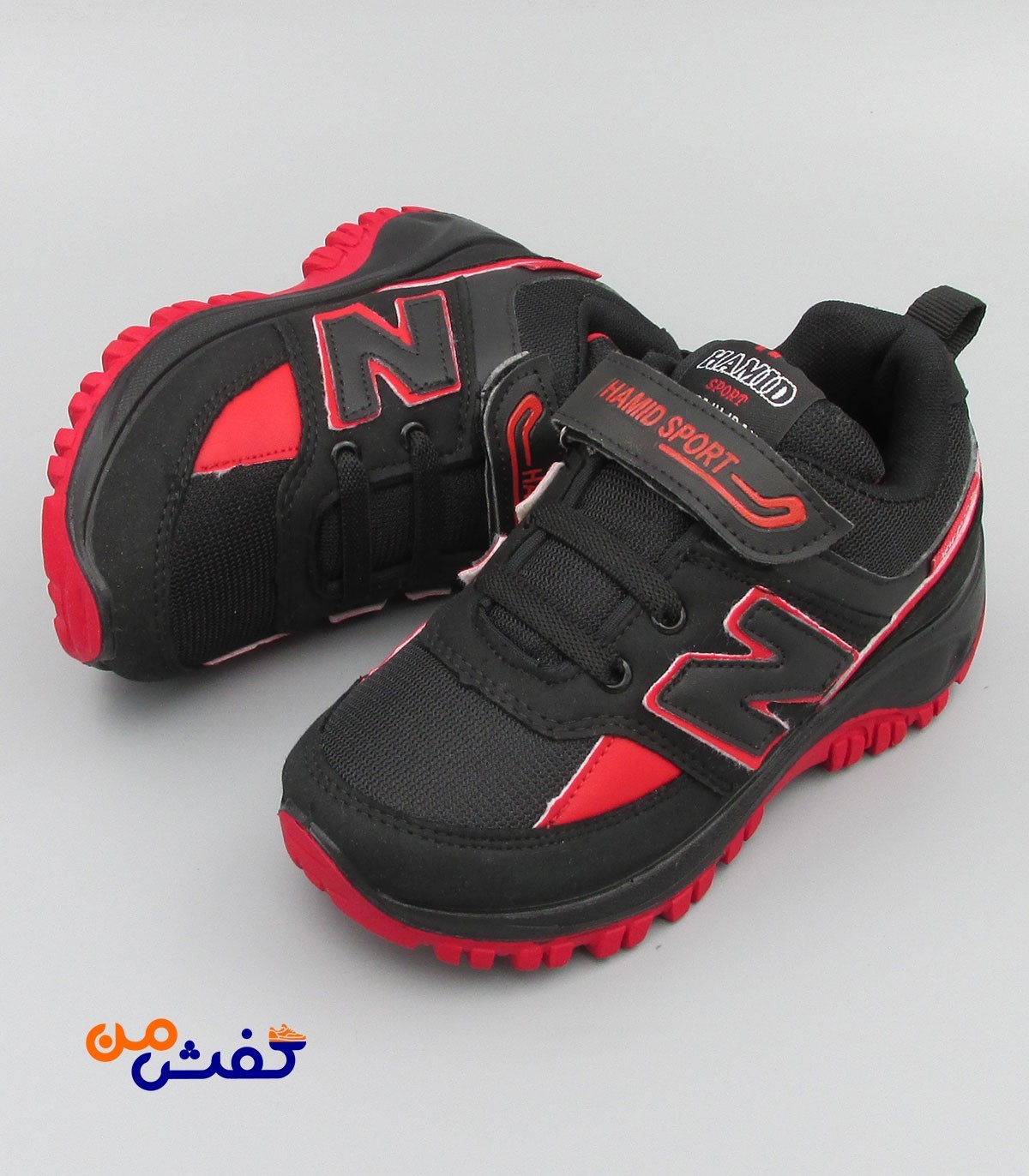 کفش اسپرت بچگانه حمید اسپرت مدل نیوبالانس رنگ مشکی قرمز کد 1249