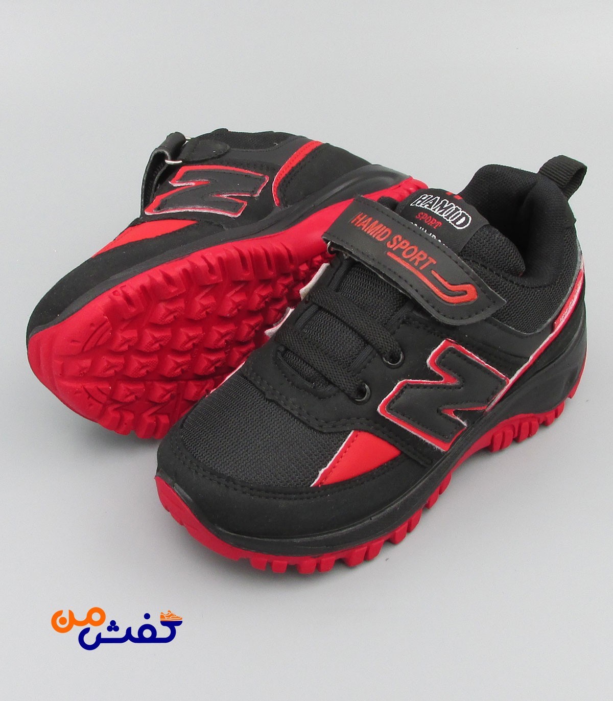 کفش اسپرت بچگانه حمید اسپرت مدل نیوبالانس رنگ مشکی قرمز کد 1249