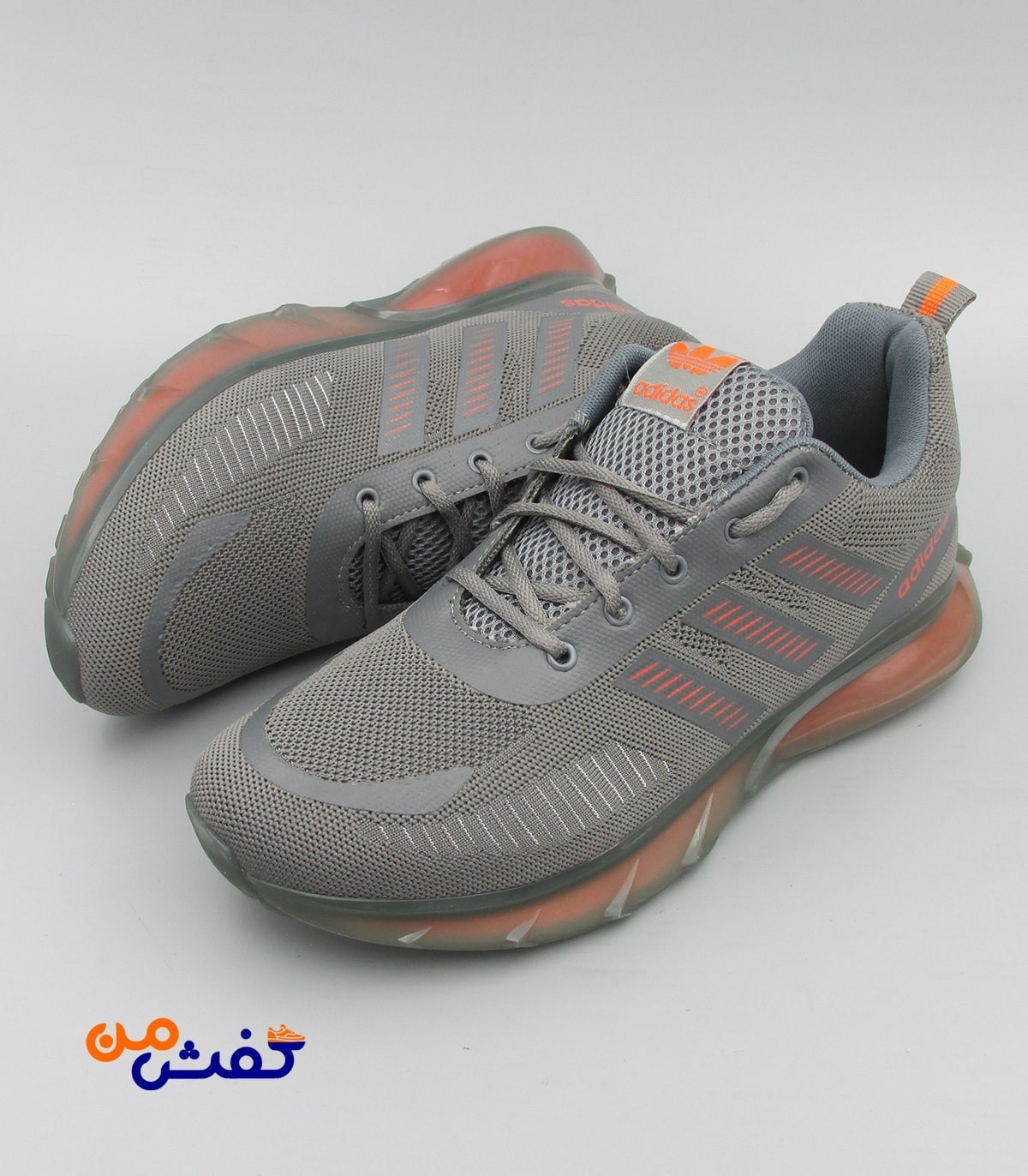 کفش اسپرت مردانه رویا مدل آدیداس کپسولدار رنگ طوسی نارنجی کد 1257