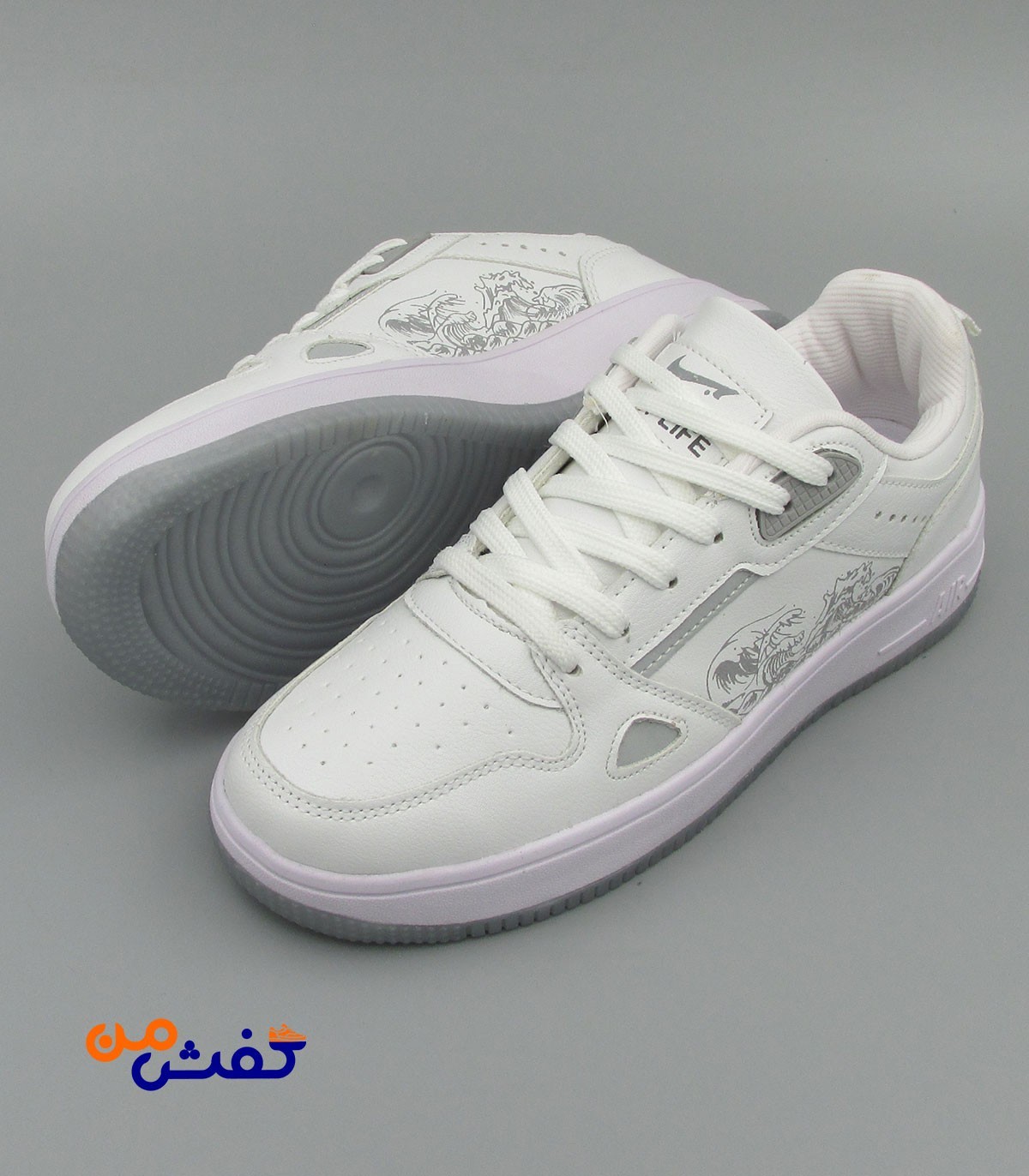 کفش روزمره پدیده مدل ایرفورس رنگ سفید طوسی کد 1279