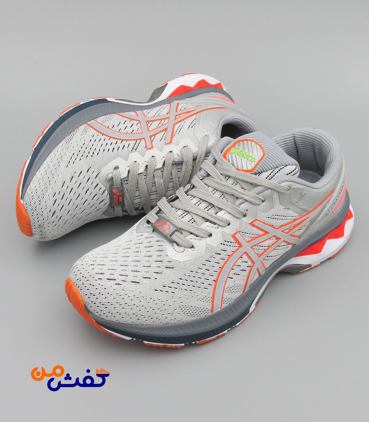 کفش اسپرت مردانه پدیده مدل اسیکس رنگ طوسی نارنجی کد 1286