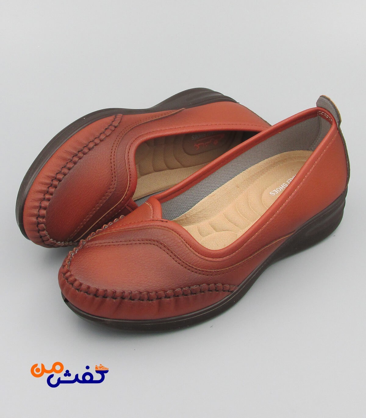 کفش طبی زنانه بکائی مدل لاله رنگ قهوه ای روشن کد 1289