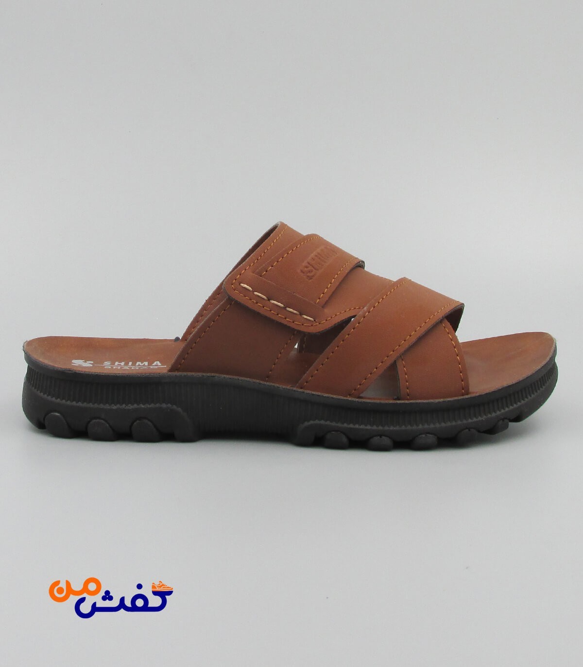 صندل طبی مردانه شیما مدل شهاب رنگ قهوه ای روشن کد 1299
