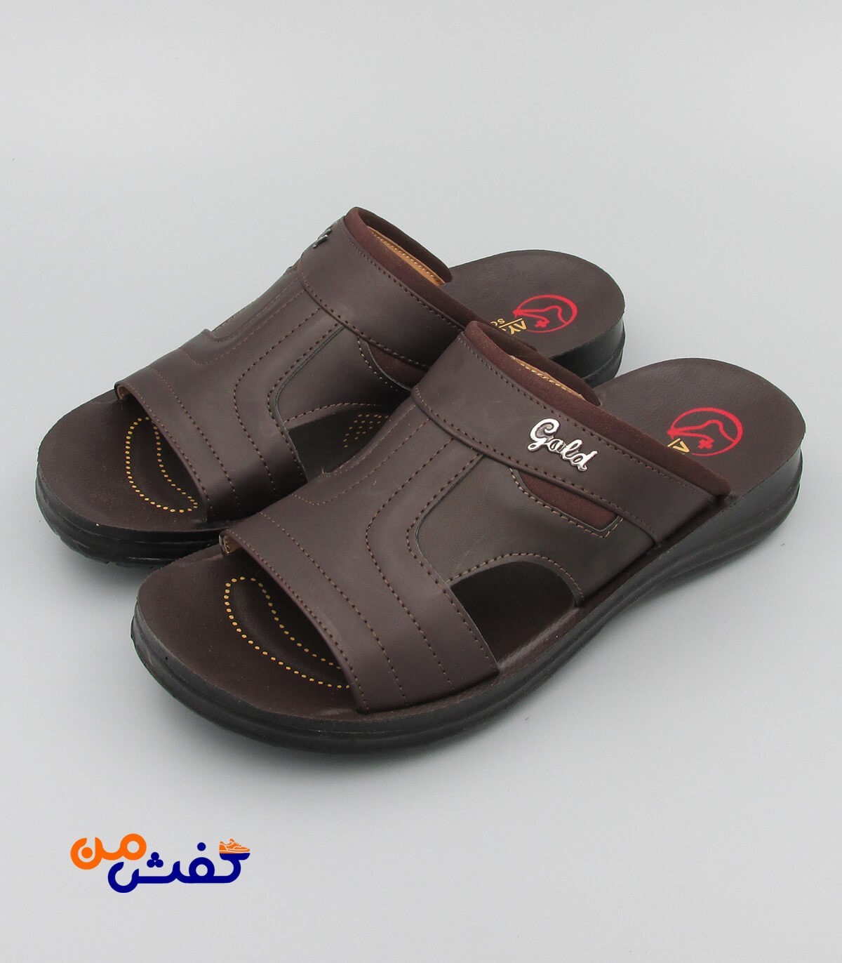 صندل طبی مردانه آیسانا مدل 4034 رنگ قهوه ای تیره کد 1303