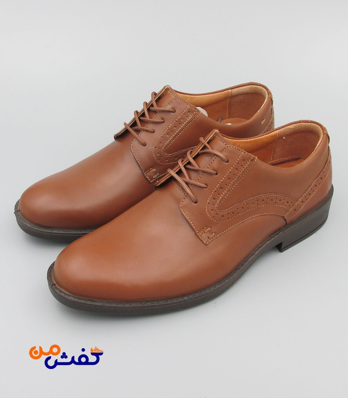 کفش رسمی مردانه صمصام مدل پاویا بندی رنگ قهوه ای روشن کد 1305