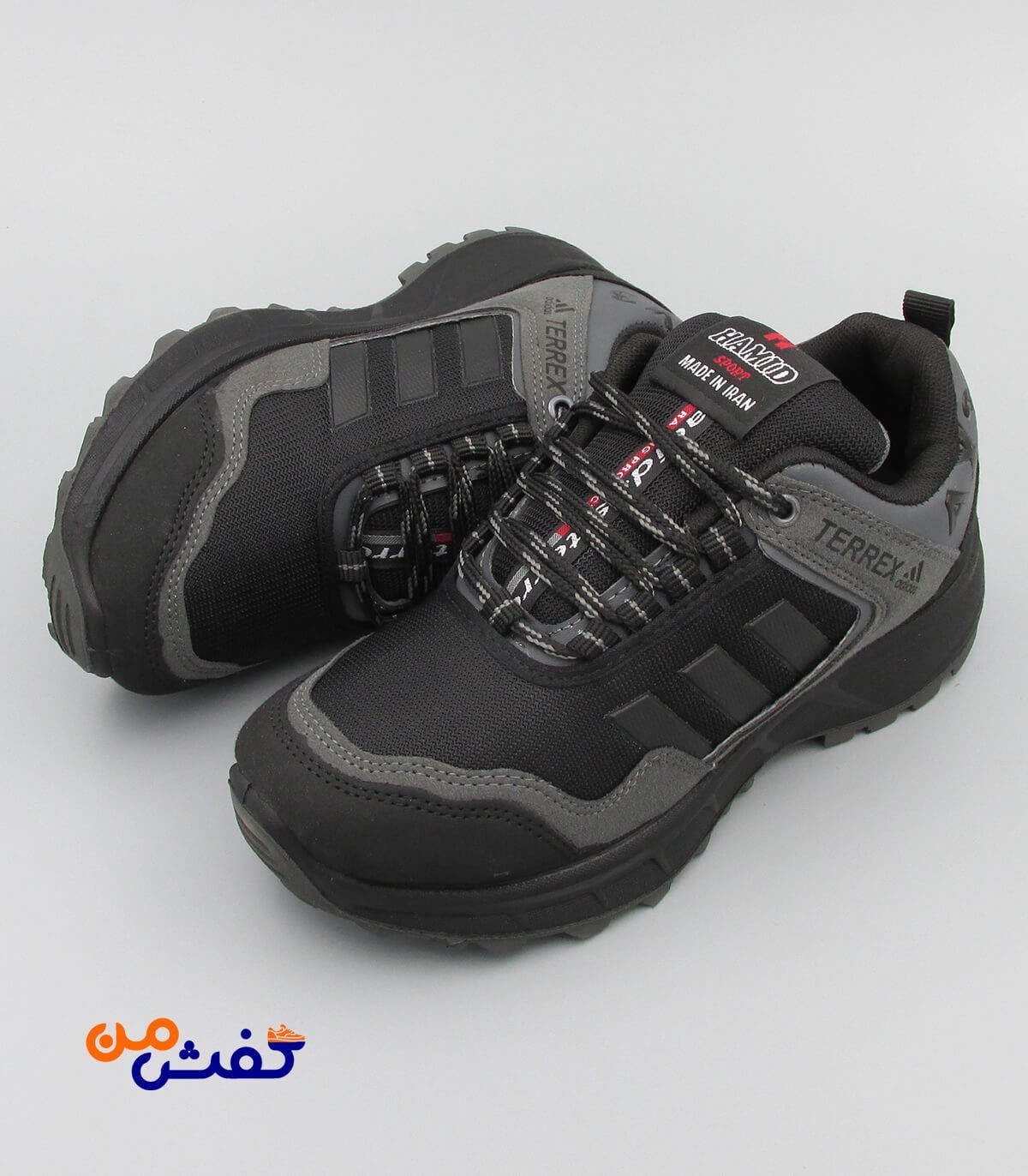 کفش اسپرت مردانه حمید اسپرت مدل AX3 رنگ مشکی طوسی کد 1314