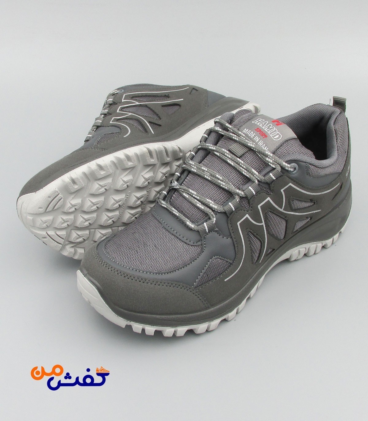 کفش اسپرت مردانه حمید اسپرت مدل سالومون رنگ طوسی کد 1324