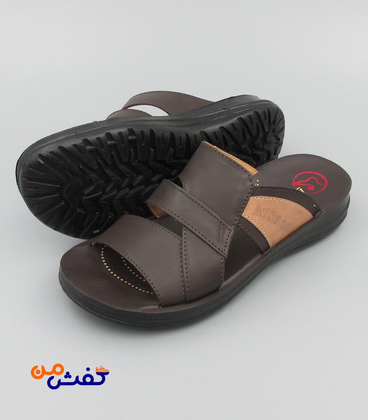 صندل طبی مردانه آیسانا مدل 4033 رنگ قهوه ای تیره کد 1339