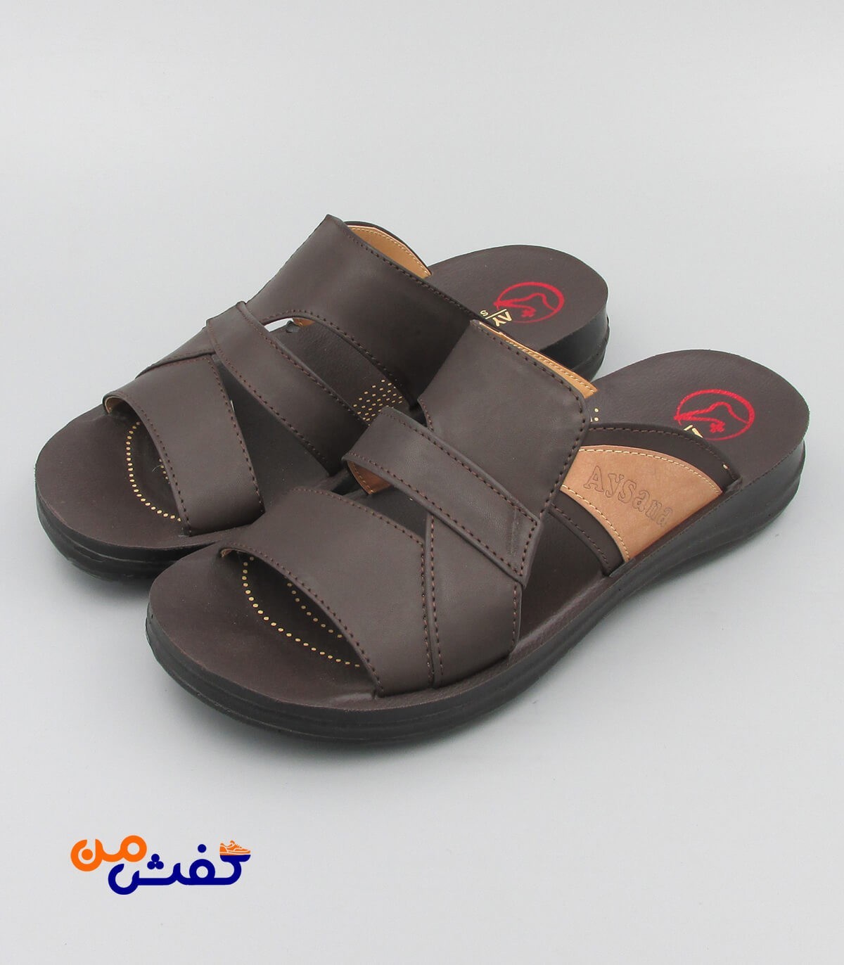 صندل طبی مردانه آیسانا مدل 4033 رنگ قهوه ای تیره کد 1339