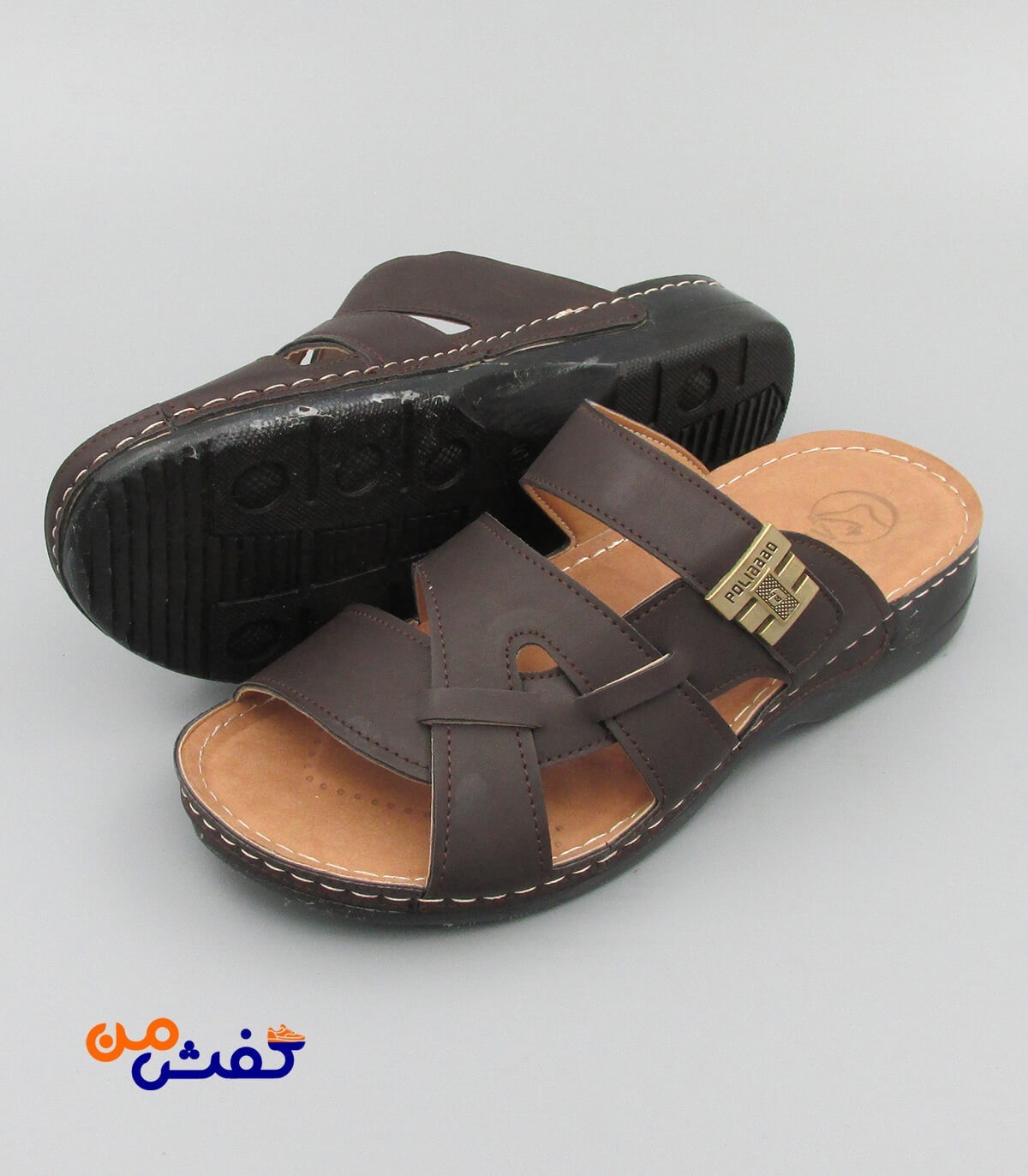 صندل طبی مردانه آیسانا مدل 4040 رنگ قهوه ای تیره کد 1343