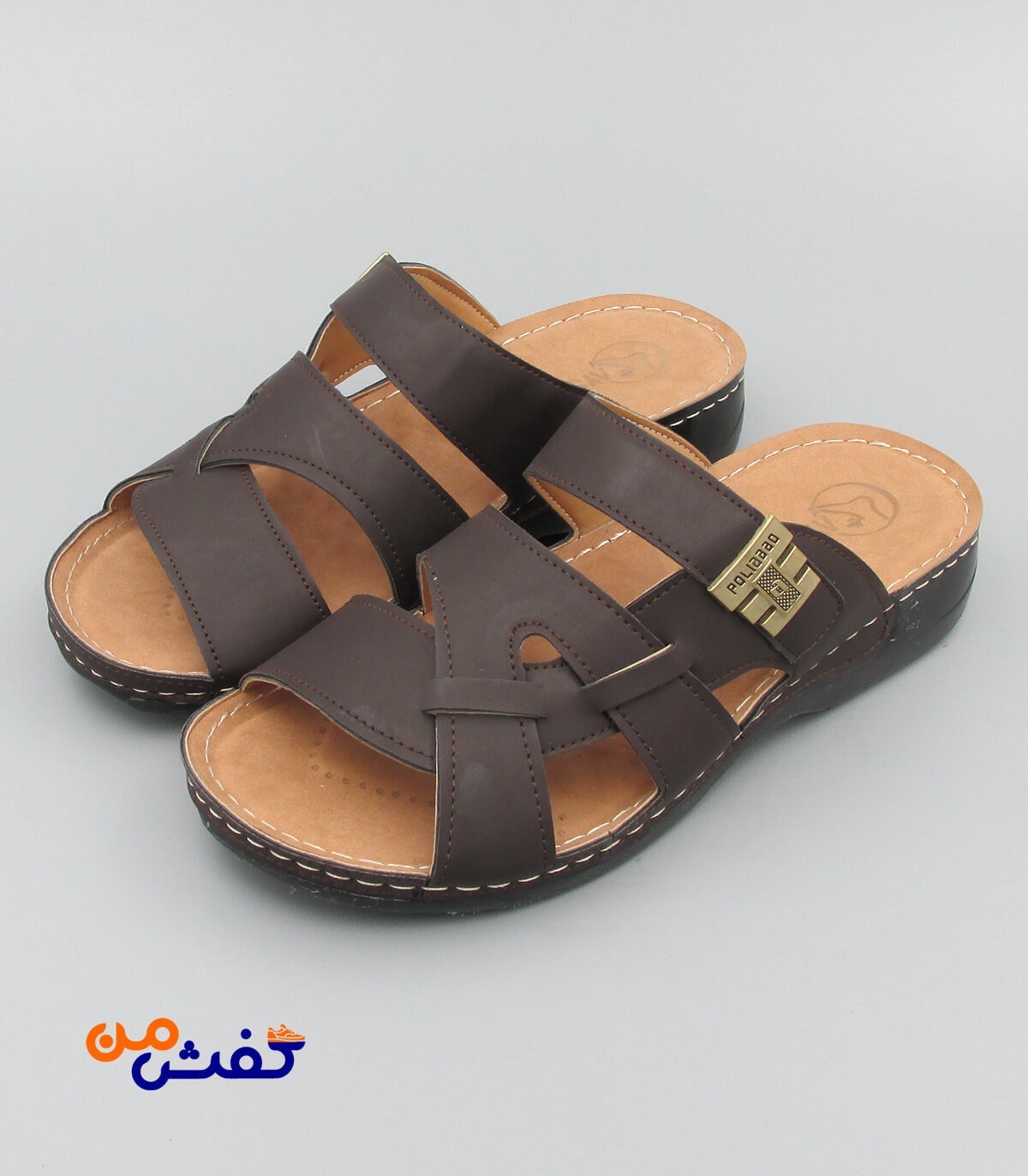 صندل طبی مردانه آیسانا مدل 4040 رنگ قهوه ای تیره کد 1343