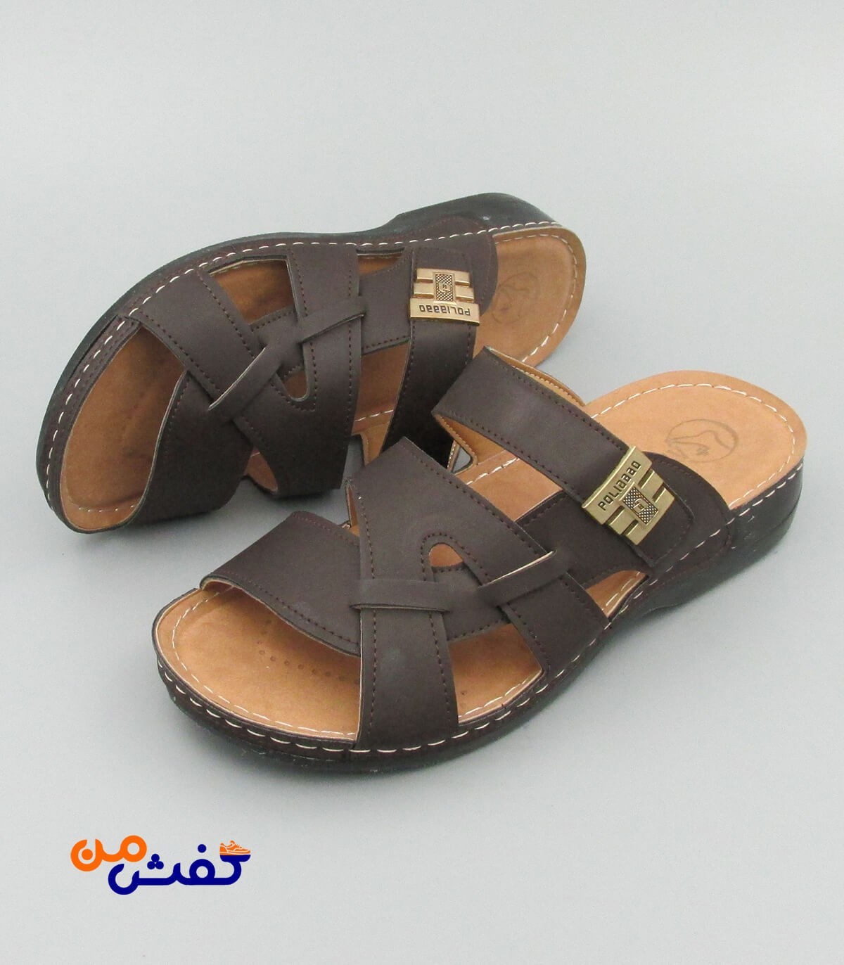 صندل طبی مردانه آیسانا مدل 4040 رنگ قهوه ای تیره کد 1343