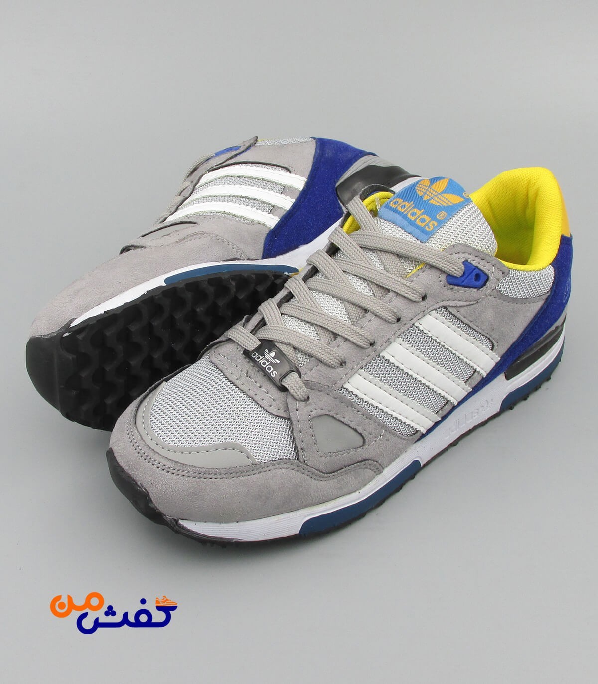کفش اسپرت پرش مدل ZX750 رنگ طوسی زرد کد 1348