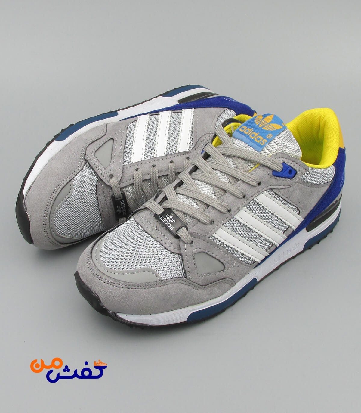 کفش اسپرت پرش مدل ZX750 رنگ طوسی زرد کد 1348