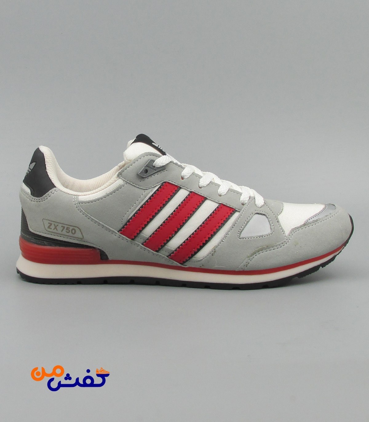 کفش اسپرت مردانه نیوپارسیان مدل ZX750 رنگ طوسی قرمز کد 1353