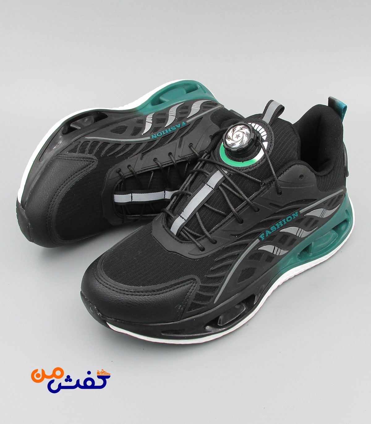 کفش اسپرت مردانه رویا مدل فشیون پیچی رنگ مشکی سبز کد 1447