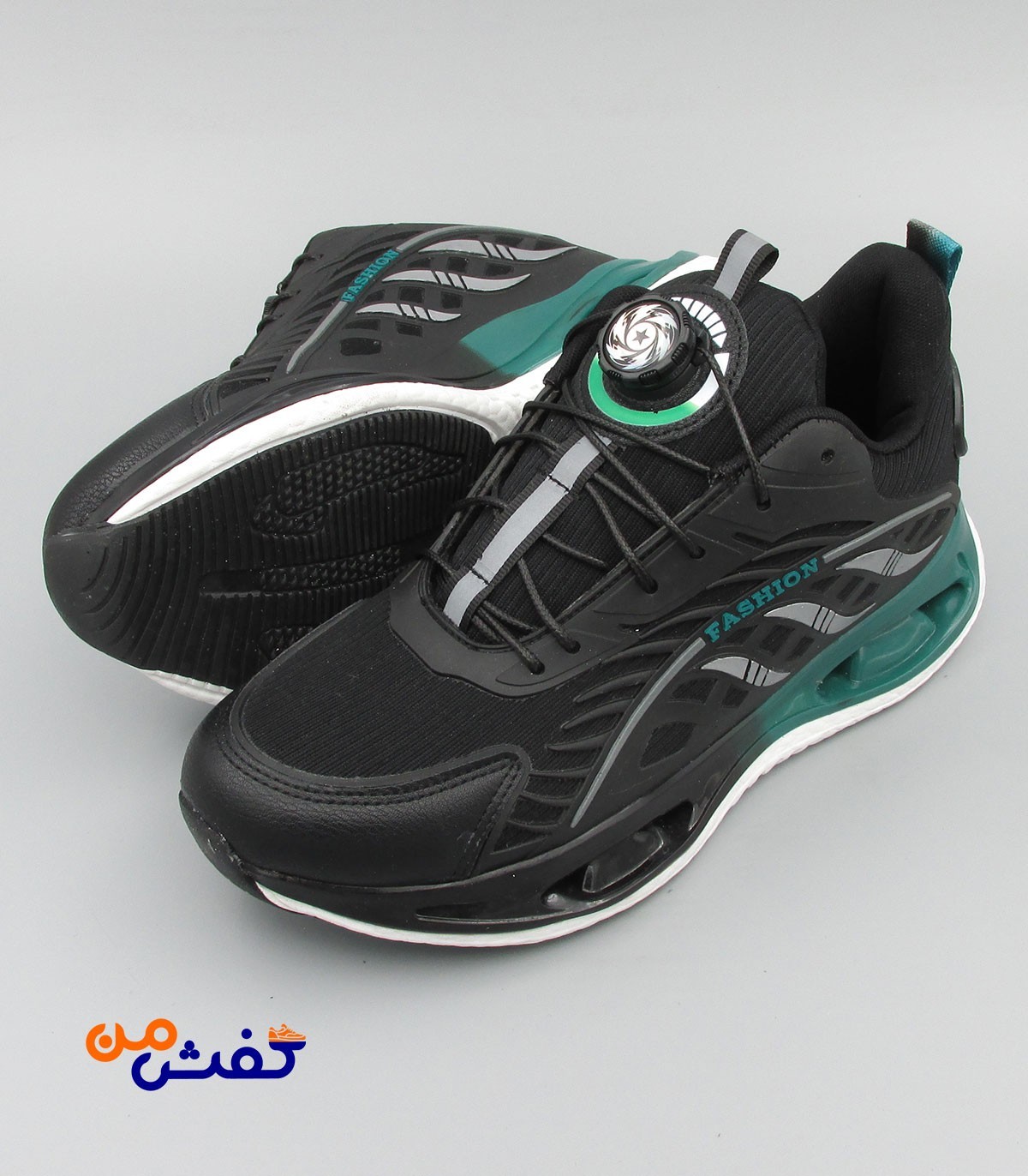 کفش اسپرت مردانه رویا مدل فشیون پیچی رنگ مشکی سبز کد 1447