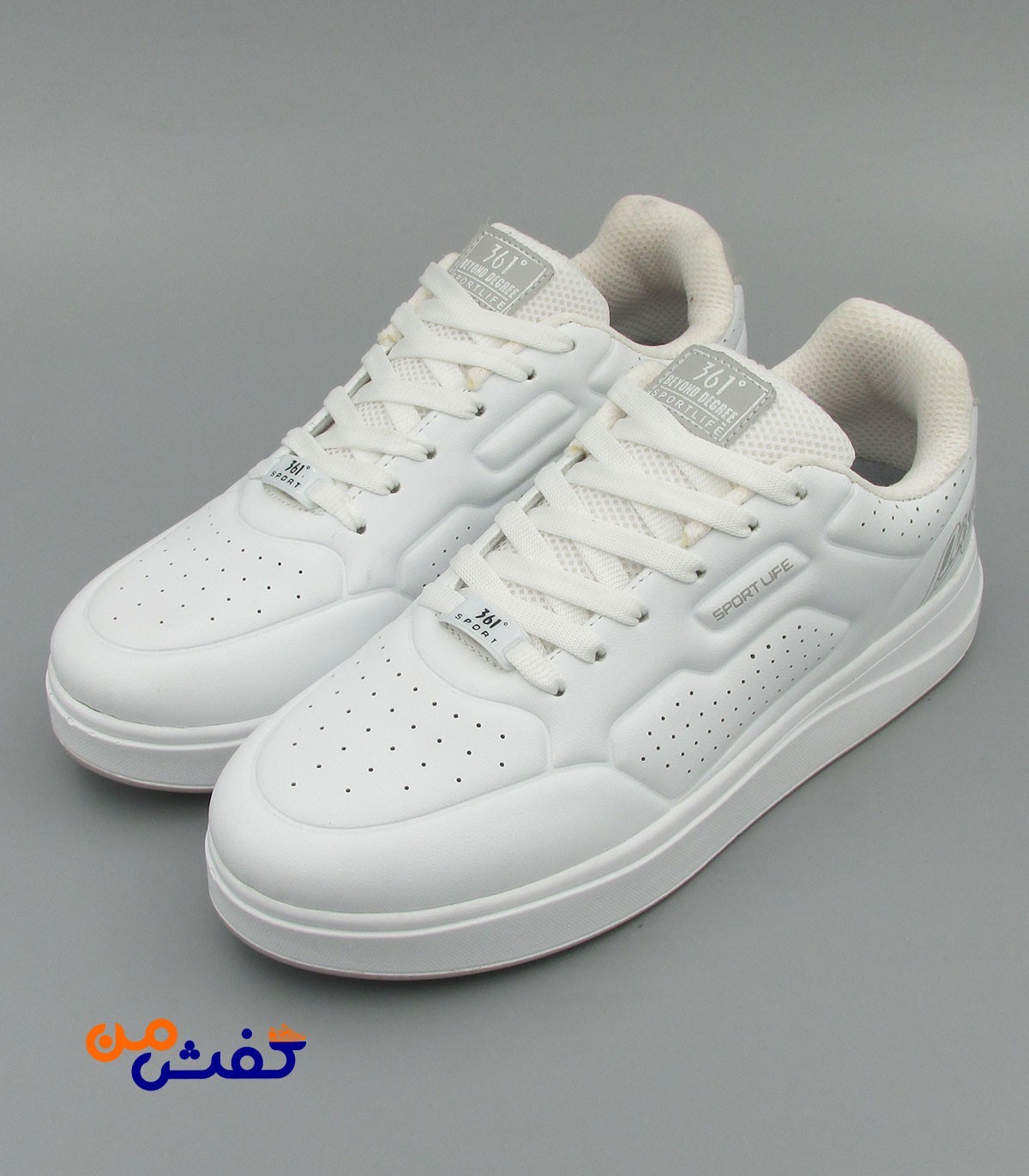 کفش ست روزمره چرم تام مدل 217 رنگ سفید طوسی کد 1452