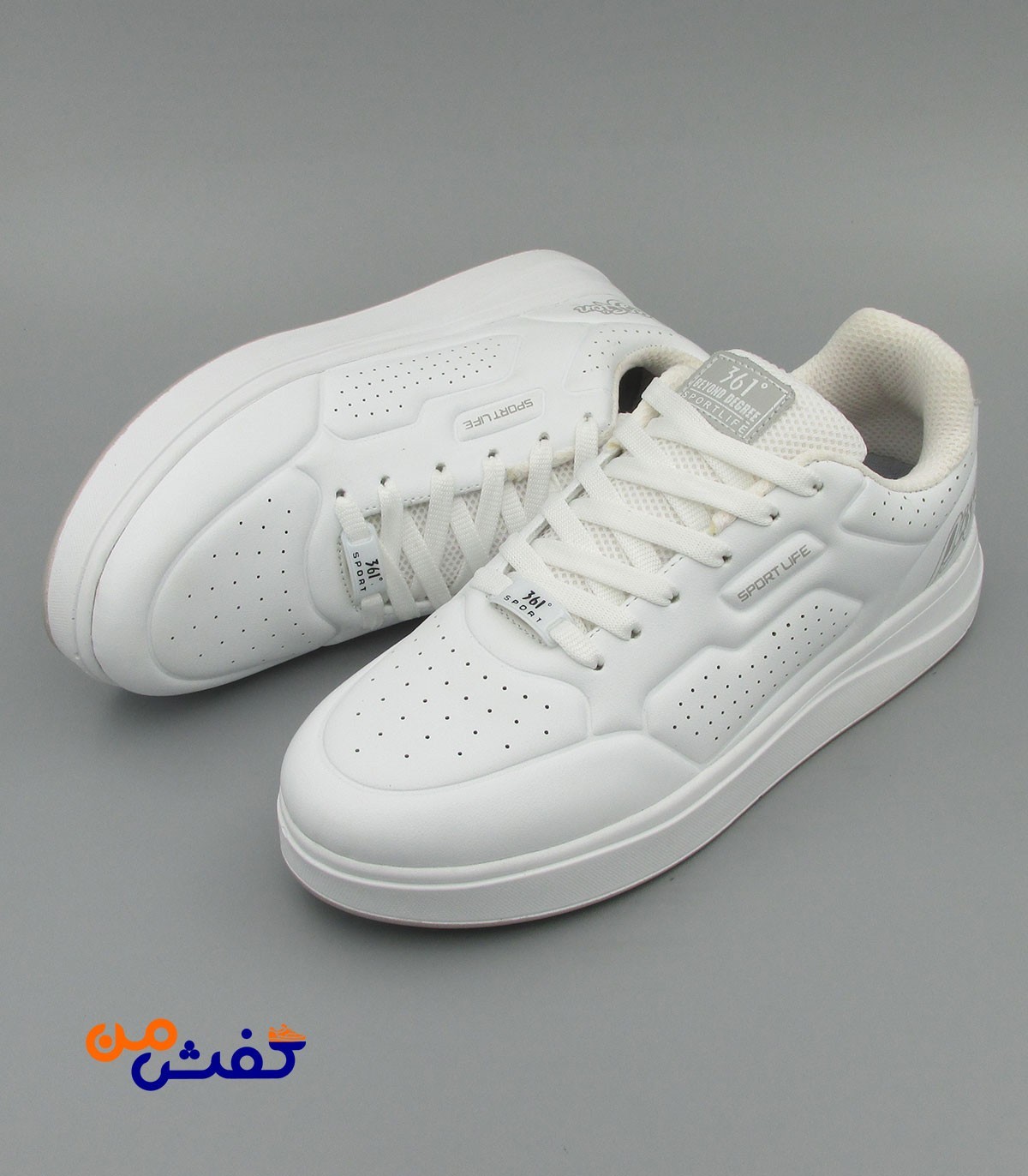 کفش ست روزمره چرم تام مدل 217 رنگ سفید طوسی کد 1452