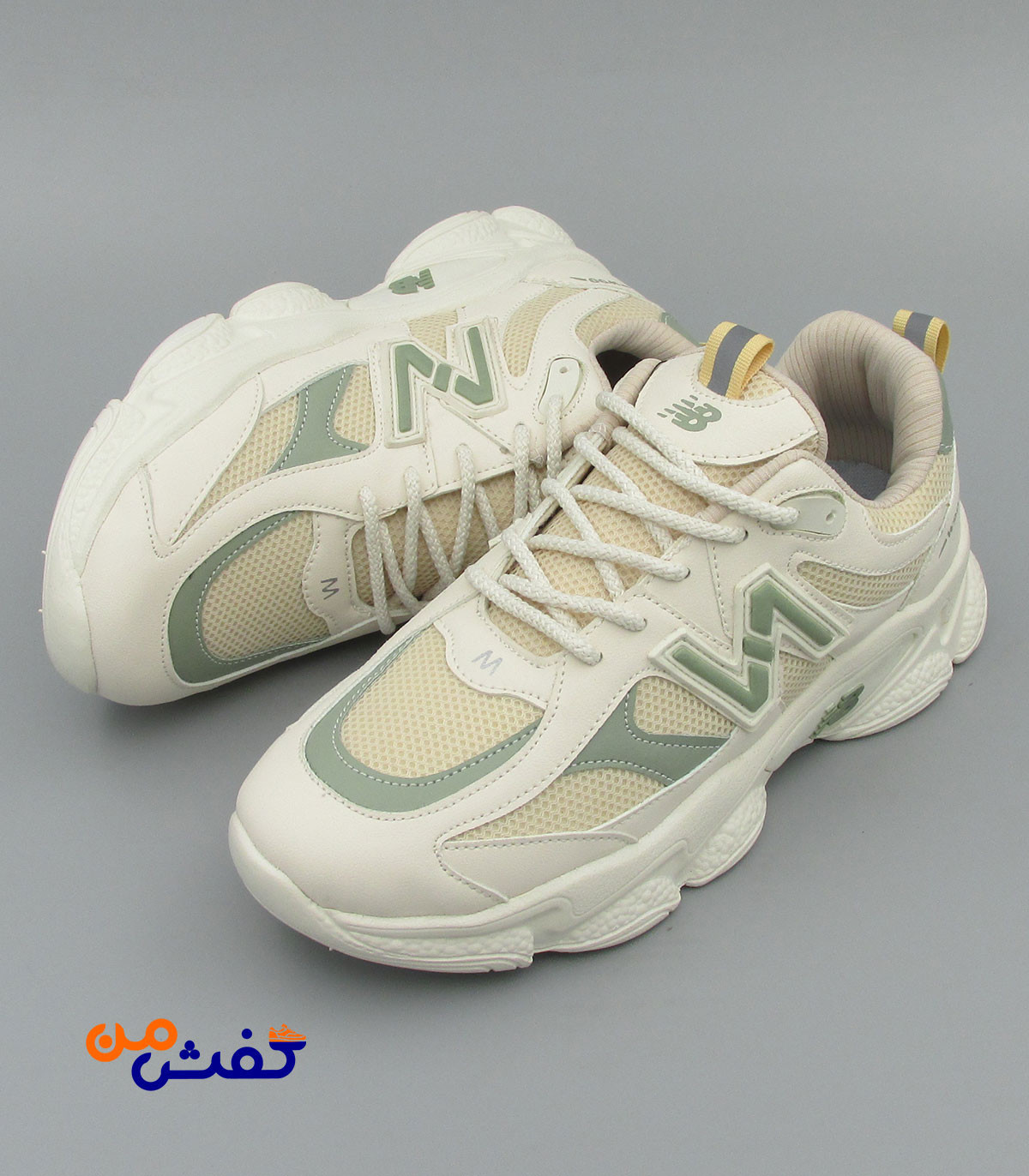 کفش اسپرت چرم تام مدل نیوبالانس رنگ کرم سبز کد 1459