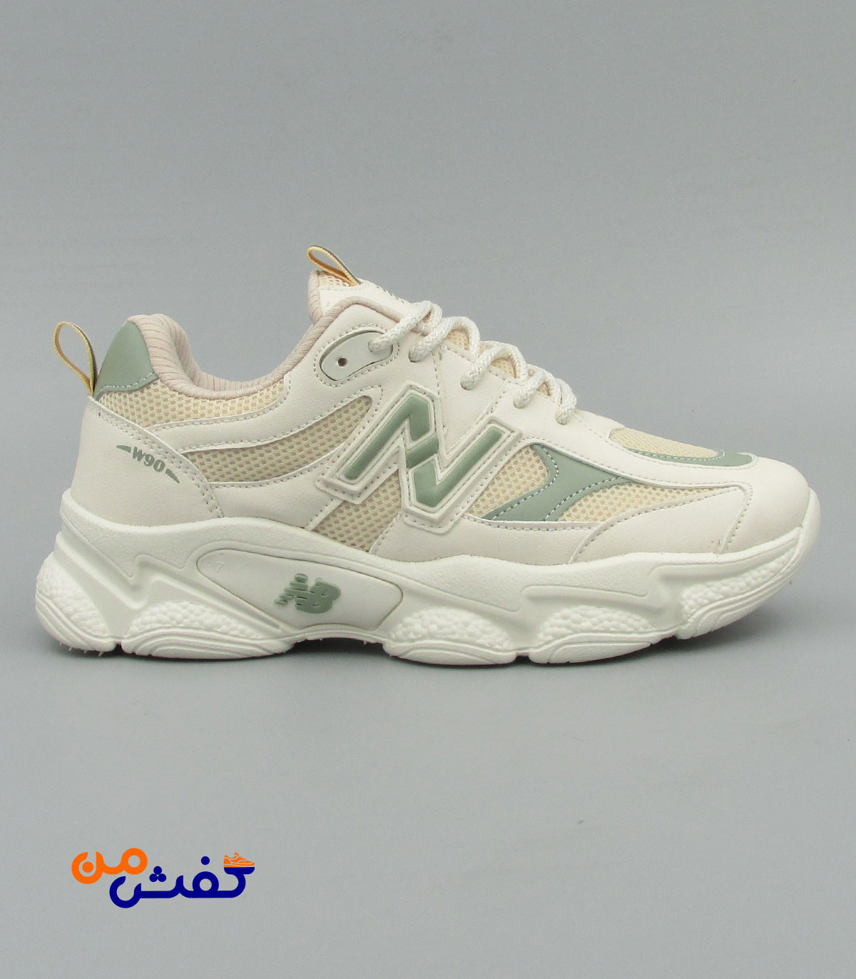 کفش اسپرت چرم تام مدل نیوبالانس رنگ کرم سبز کد 1459