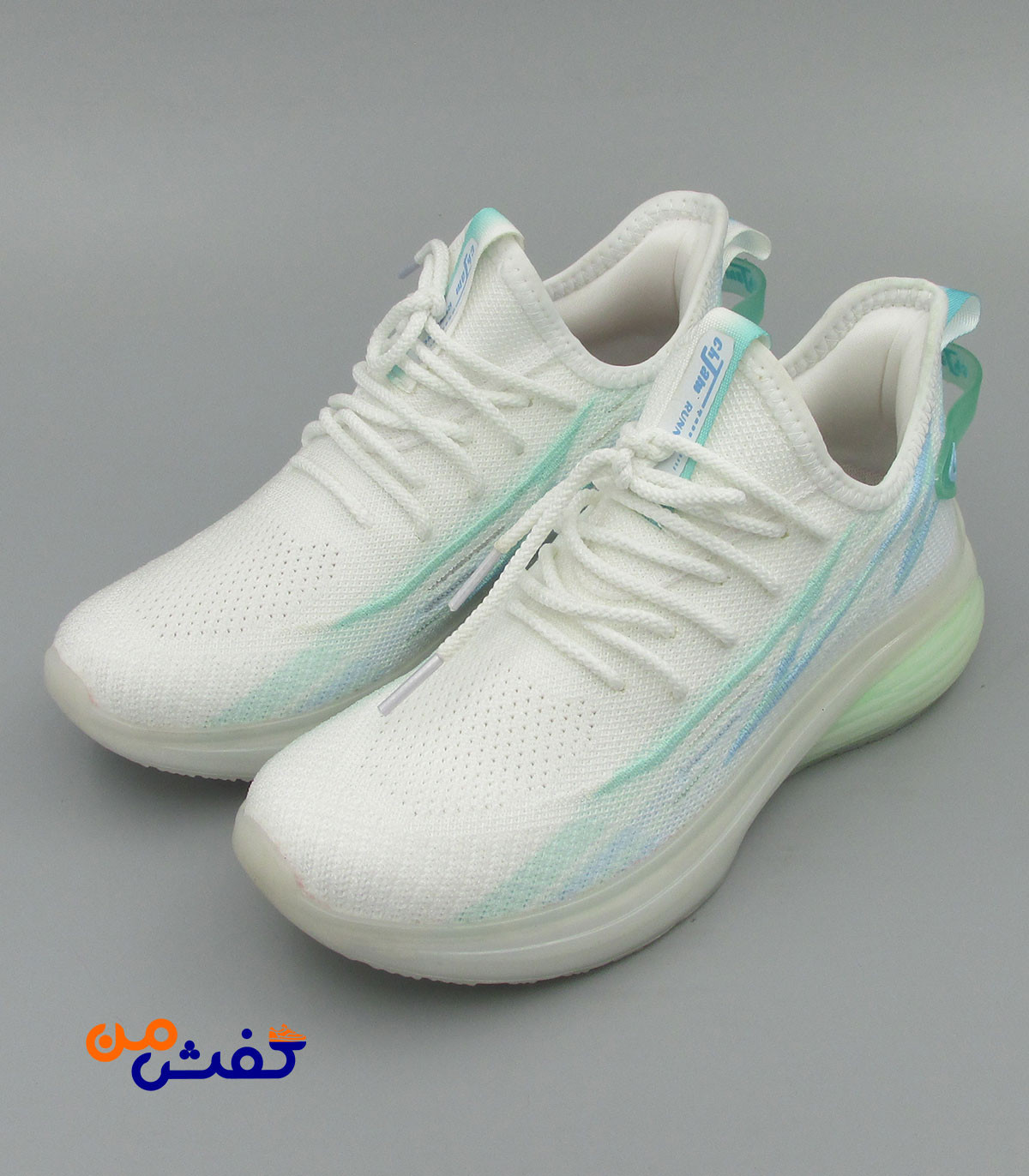 کفش اسپرت چرم تام مدل رانینگ رنگ سفید سبز کد 1475