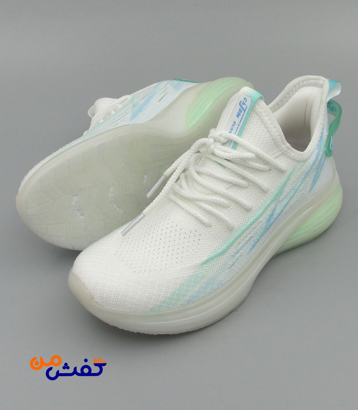 کفش اسپرت چرم تام مدل رانینگ رنگ سفید سبز کد 1475