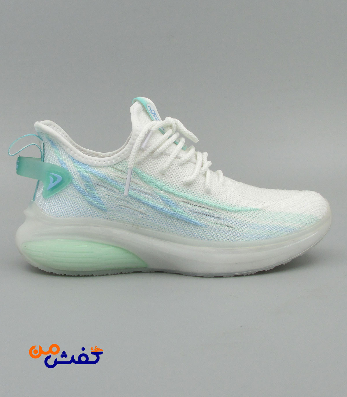 کفش اسپرت چرم تام مدل رانینگ رنگ سفید سبز کد 1475