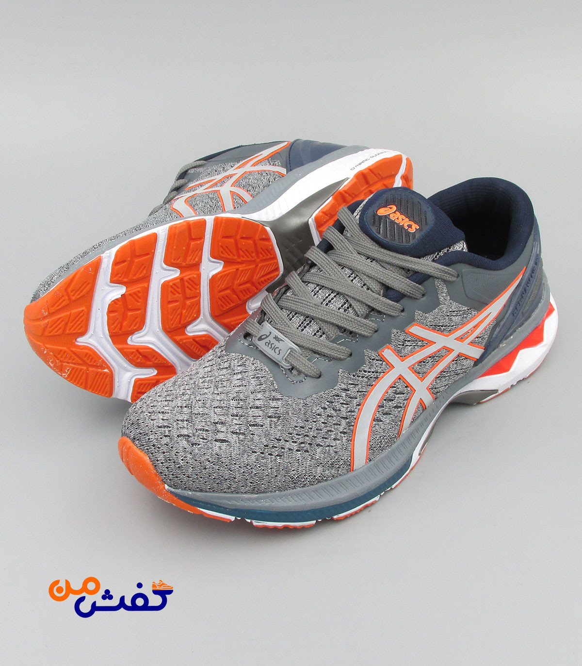 کفش اسپرت مردانه پدیده مدل اسیکس رنگ خاکستری نارنجی کد 1480