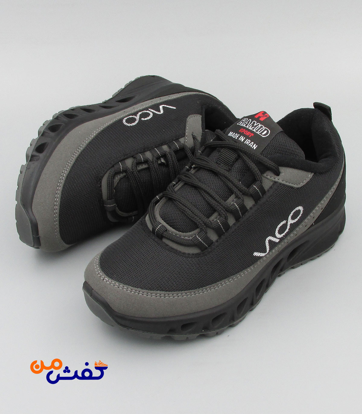 کفش اسپرت حمید اسپرت مدل ویکو رنگ مشکی طوسی کد 1483