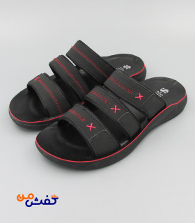 صندل طبی مردانه شیما مدل آتلانتا رنگ مشکی قرمز کد 1502