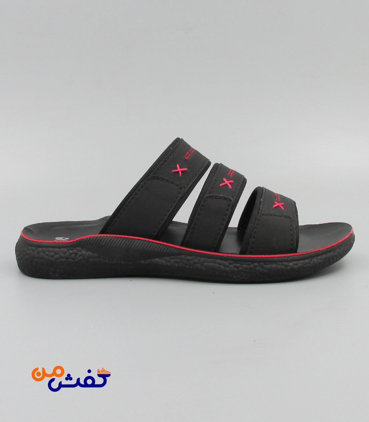 صندل طبی مردانه شیما مدل آتلانتا رنگ مشکی قرمز کد 1502