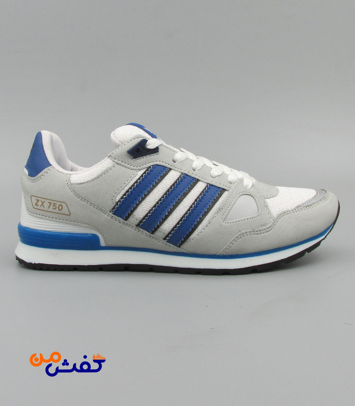کفش اسپرت مردانه نیوپارسیان مدل ZX750 رنگ سفید آبی کد 1507