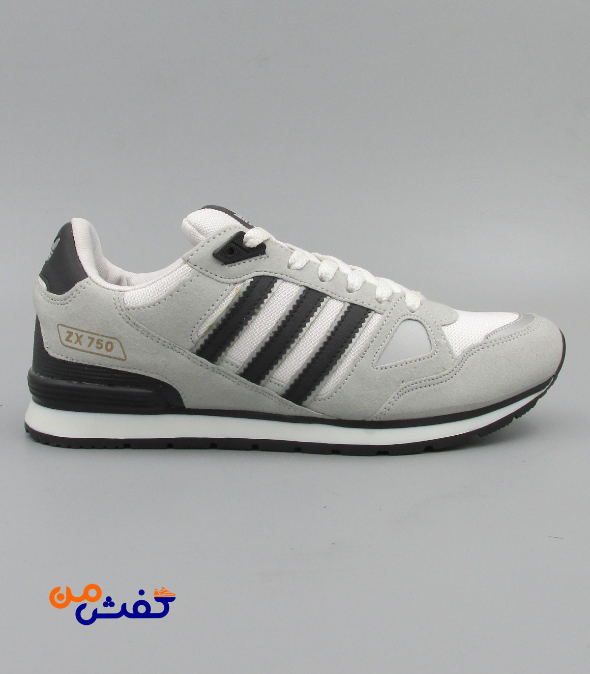کفش اسپرت مردانه نیوپارسیان مدل ZX750 رنگ طوسی مشکی کد 1356